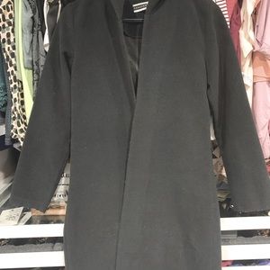 Hooded long black coat